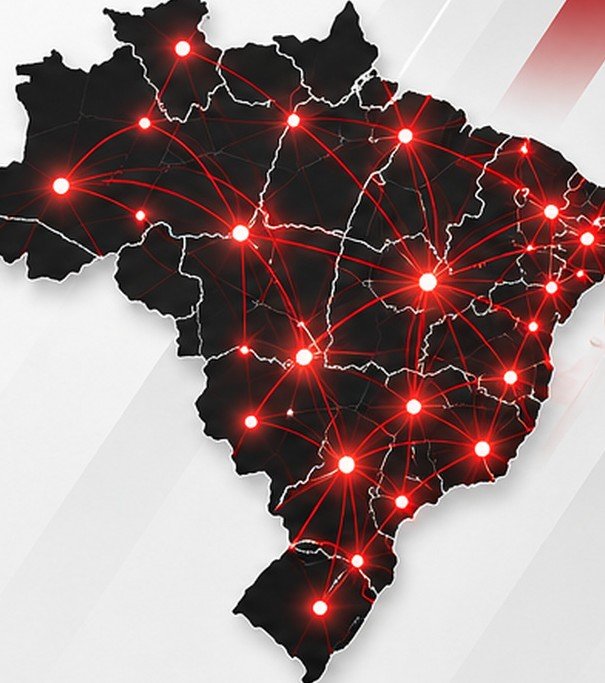 Mapa do Brasil com rotas Impactus